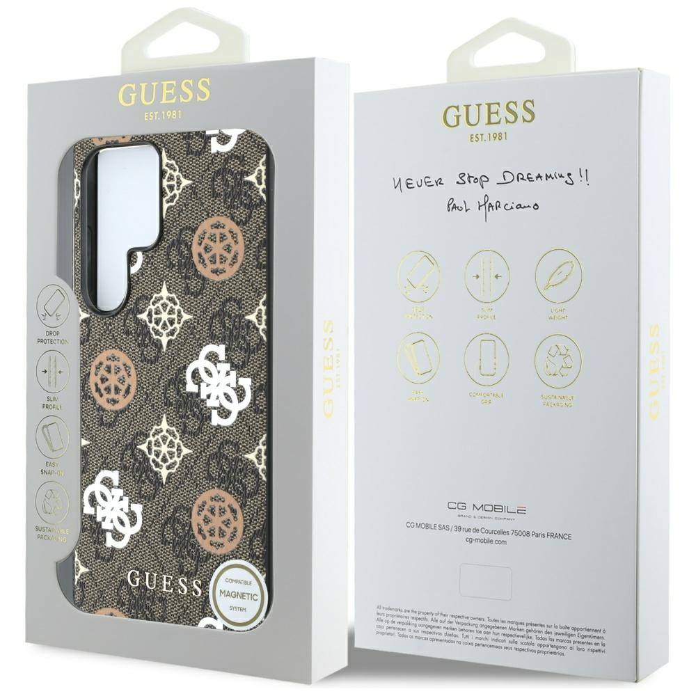 Samsung Galaxy S25 Ultra Leder Hardcase Hülle 4G Printed Colored Peony MagSafe-Modul (GUHMS25LP4PWPW) - Braun