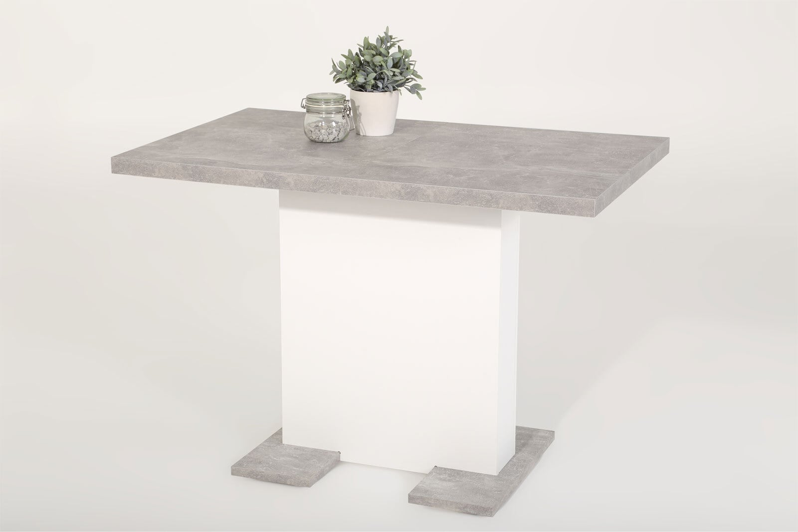 Tisch Britt Beton-Optik/Weiß 110-150 x 69 cm
