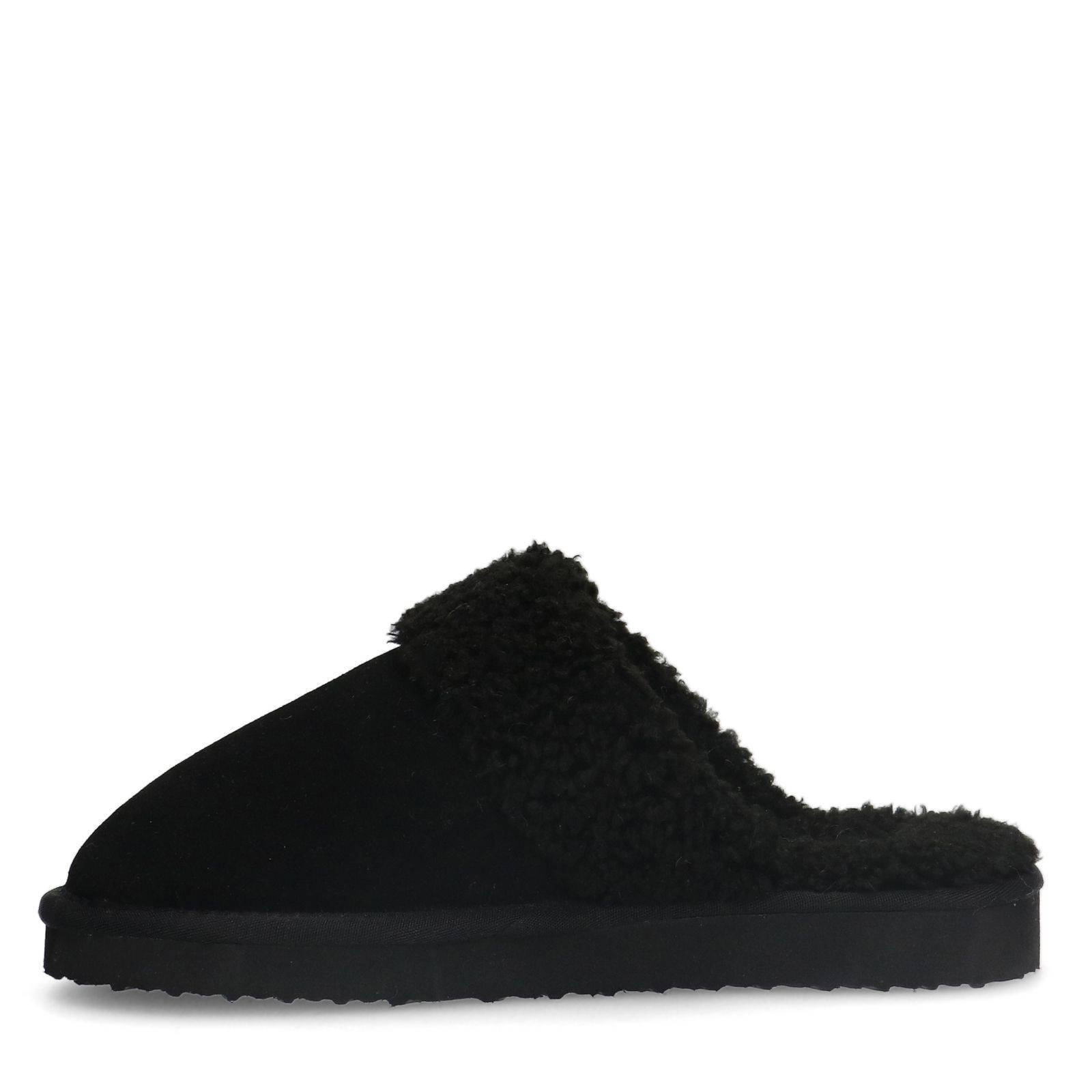Manfield suède pantoffels zwart
