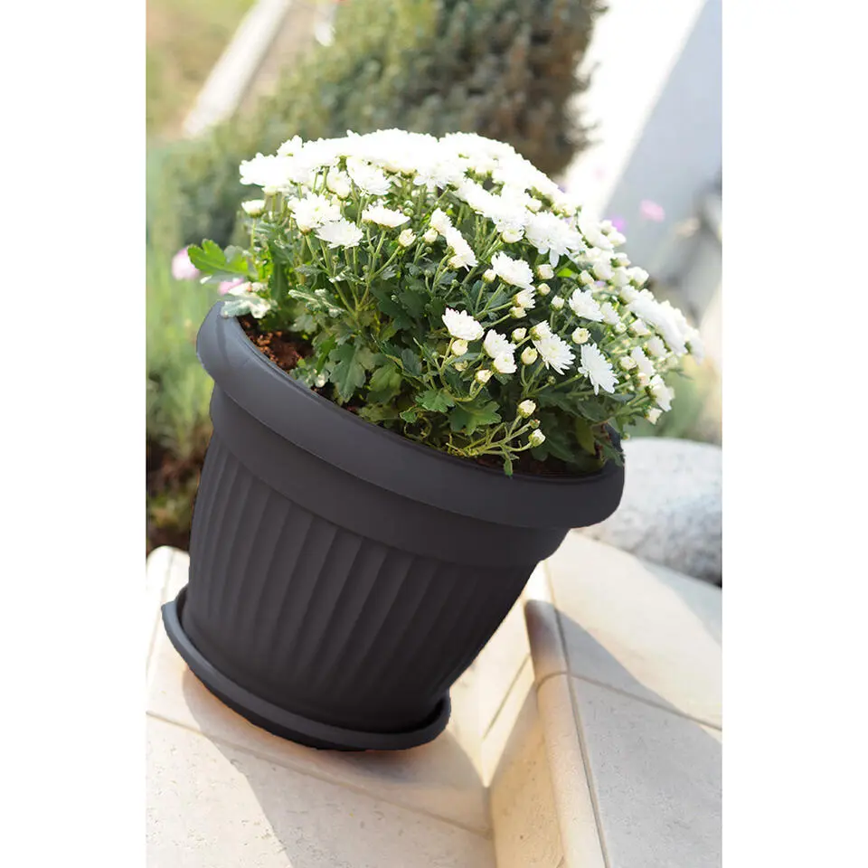 Prosperplast Plantenpot Roma Garden - kunststof - antraciet - 25 cm