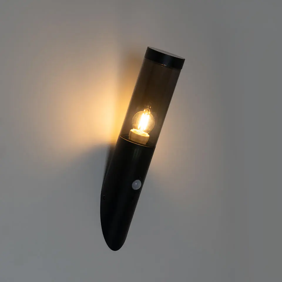Qazqa buitenlampen met sensor rox zwart e27