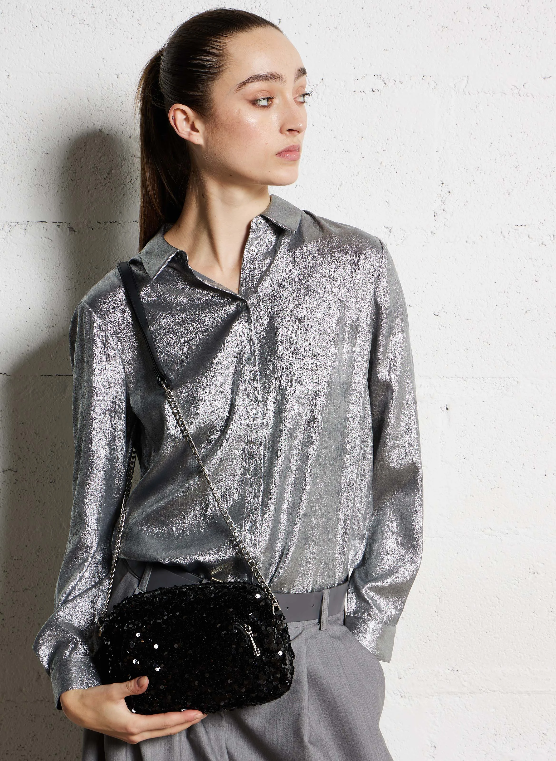 NAINA - Sac bandoulière à sequins | Noir