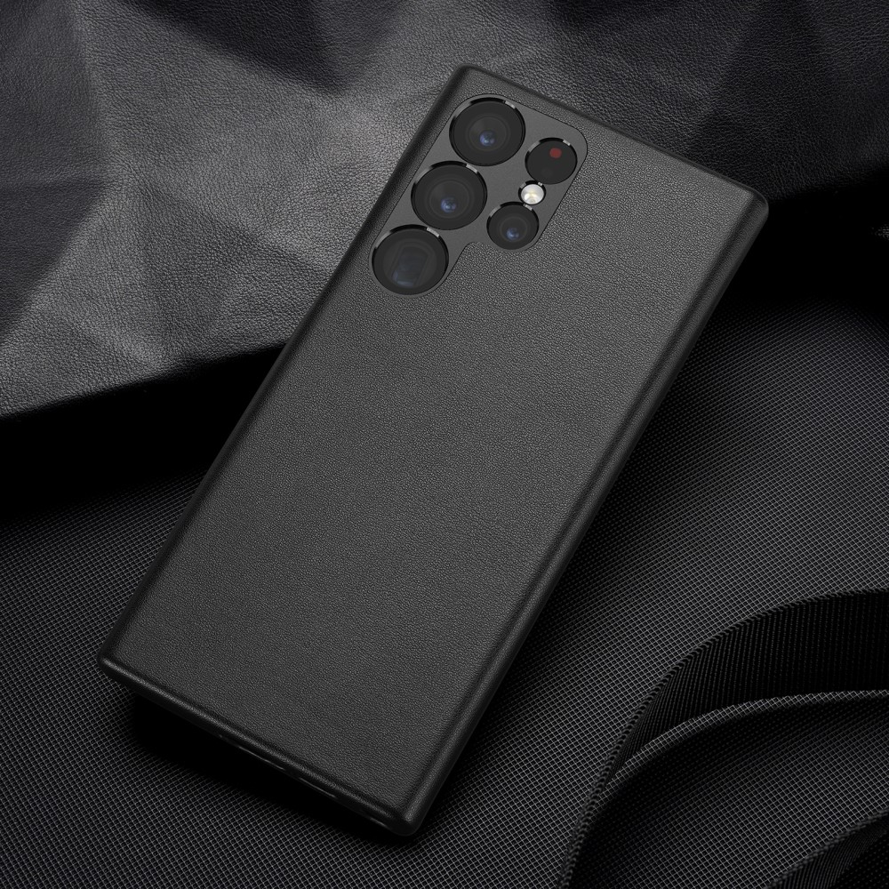 Samsung Galaxy S23 Ultra 5G Hardcase Leder Optik Hülle Back Case - Schwarz
