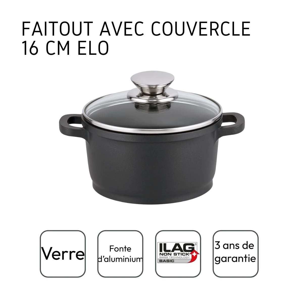 Faitout 16 cm de 1,3 litres Alucast Elo
