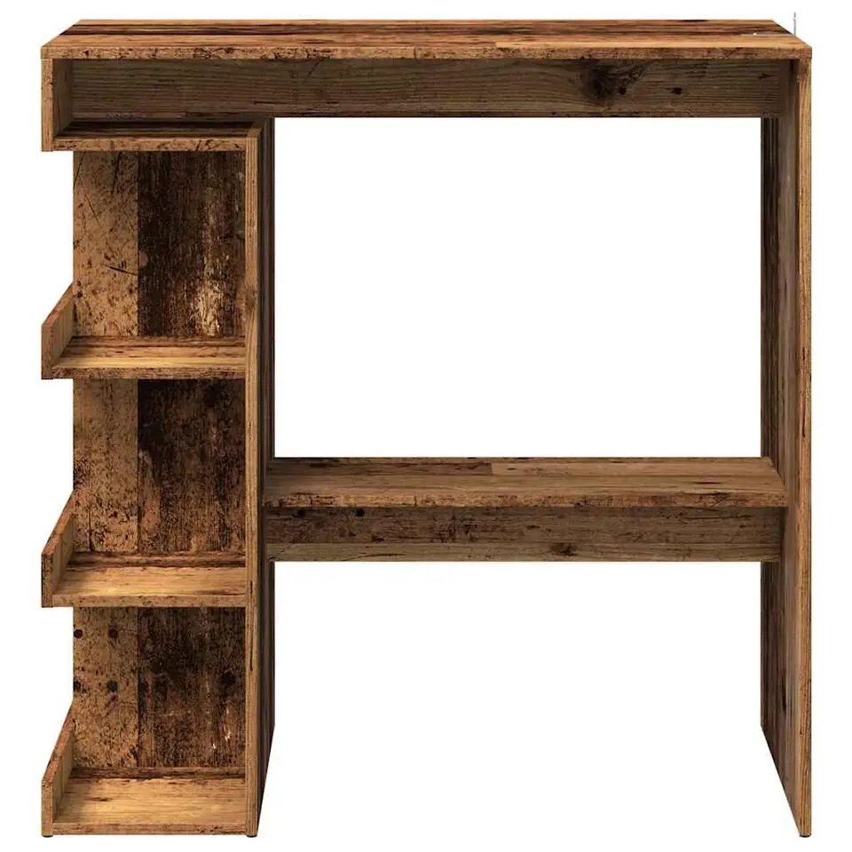 vidaXL - Bartafel met opbergruimte - Oud hout - Bewerkt hout - 100x48 cm