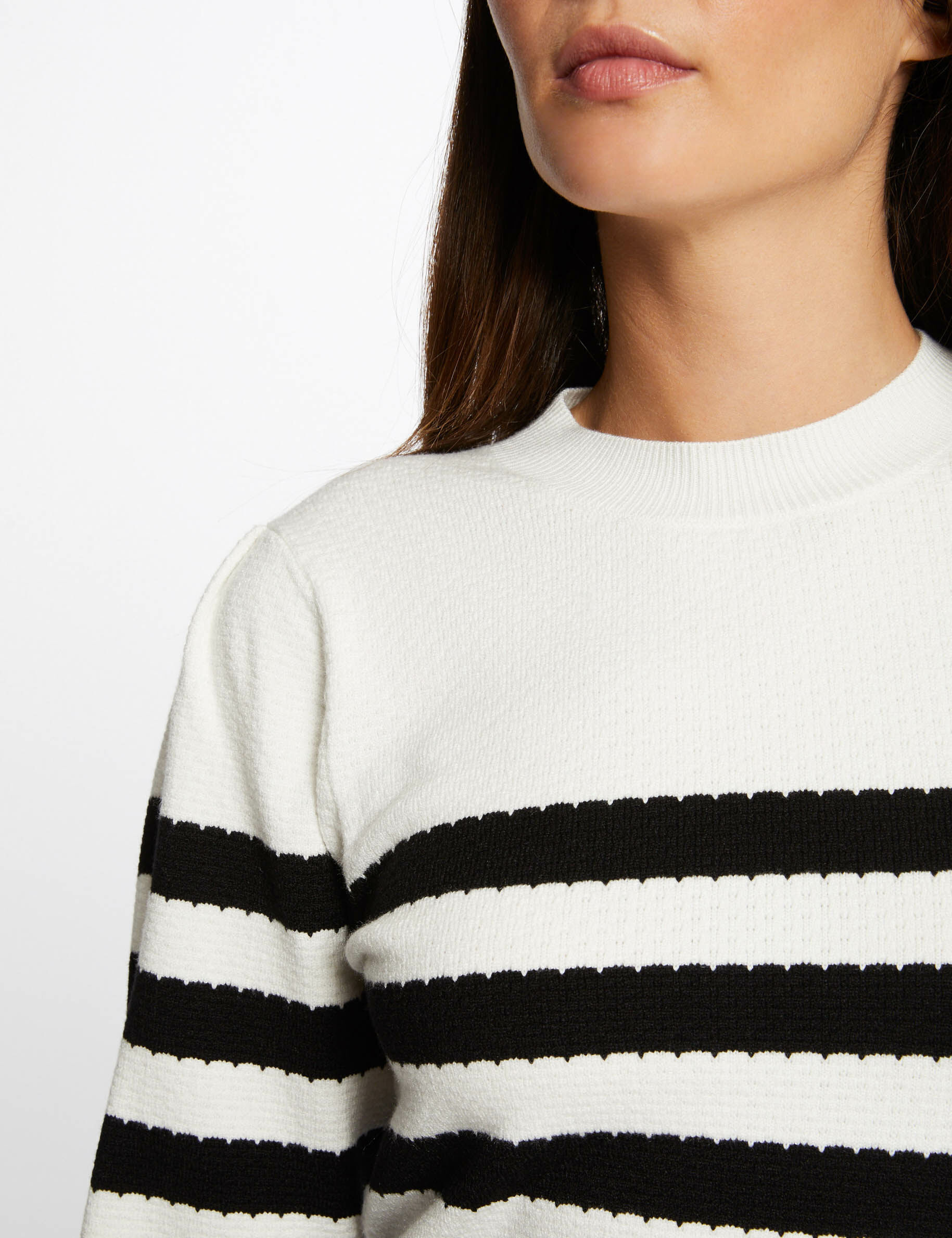 Pull manches longues à rayures noir femme - noir