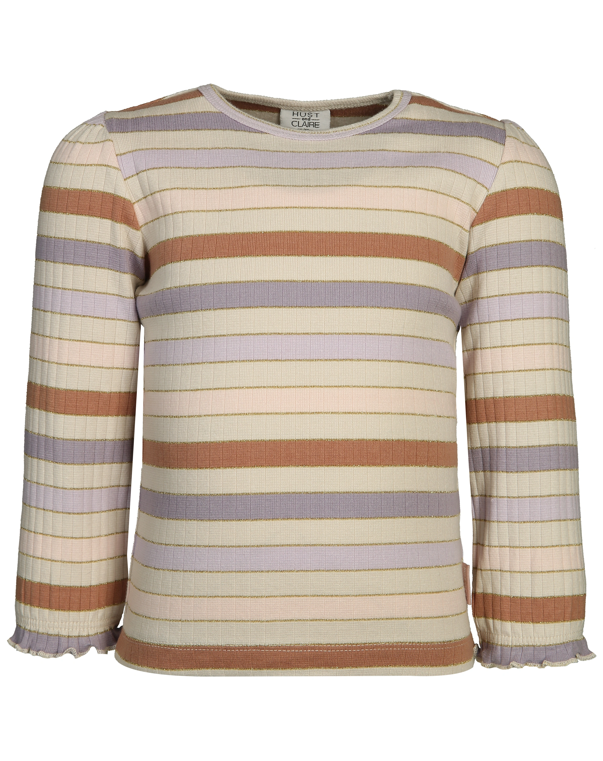 Langarmshirt AMMA gestreift in white sand