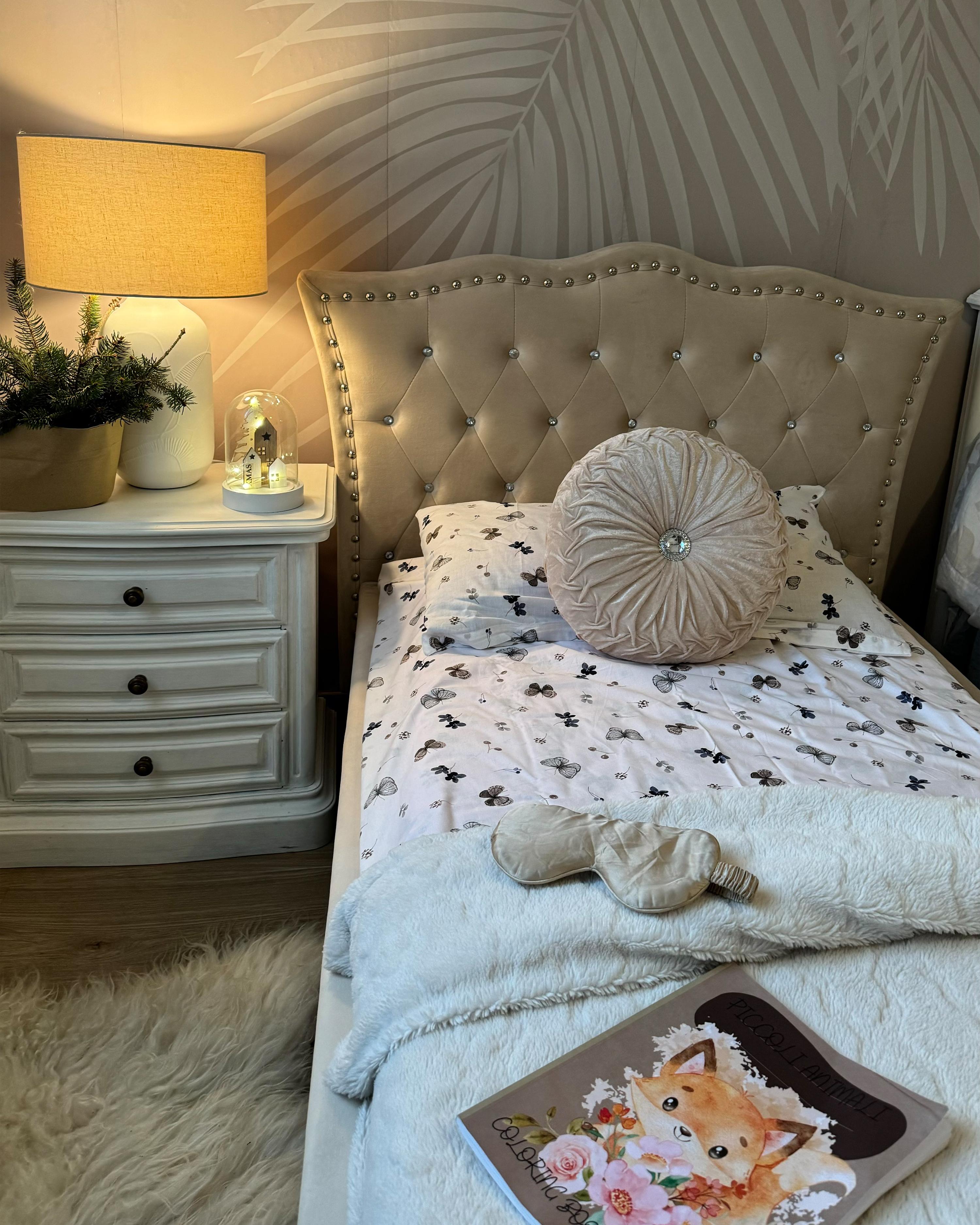 Bed Fluweel METZ 90 x 200 cm Beige