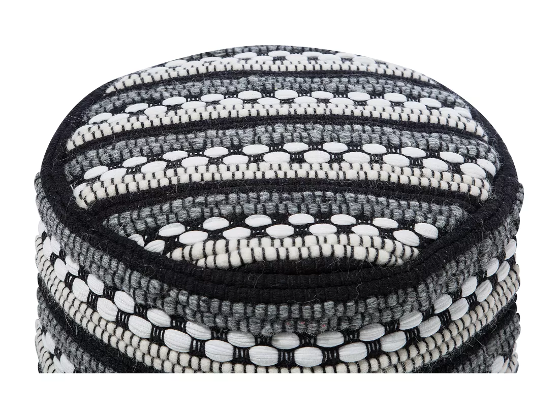 Pouf en laine et coton noir et blanc 41 x 41 cm GUNTUR