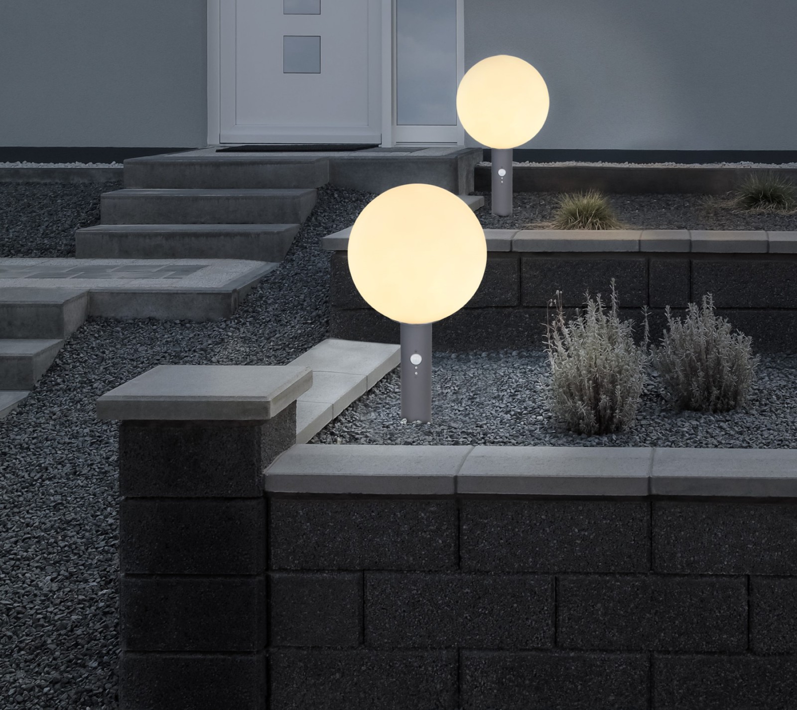 LED-Außenleuchte - anthrazit-weiß - Edelstahl - mit Sensor