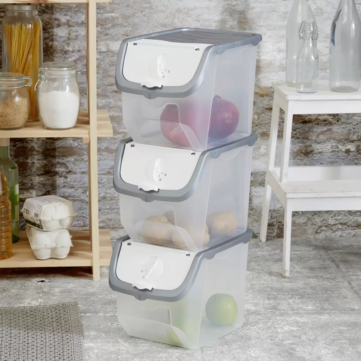 Box mit Klappdeckel Jan Homezone transparent,grau