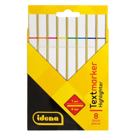 Idena Textmarker - 8 Stück, Strichstärke 1-4 mm