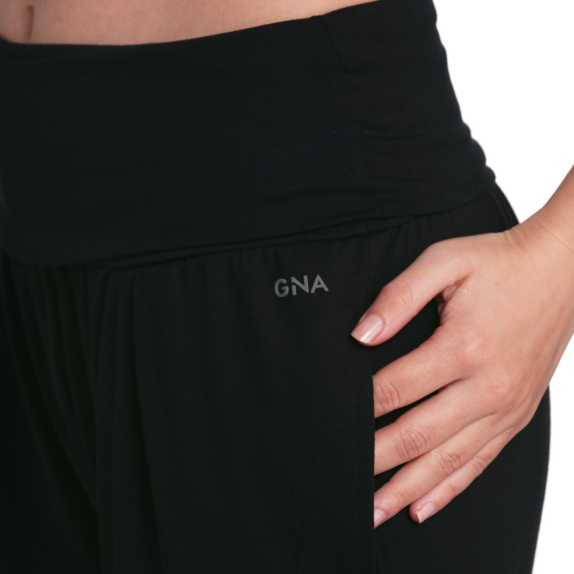 Gina Sports Damen Yoga-Hose mit breitem Bund schwarz