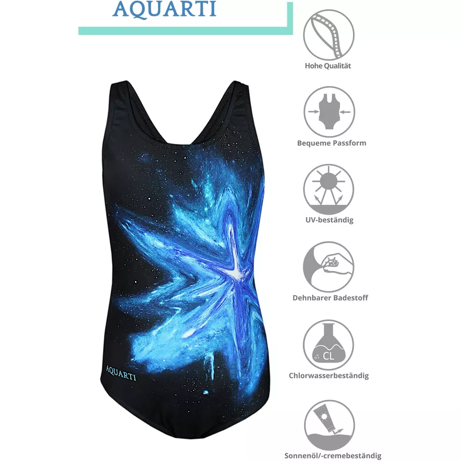 Aquarti Mädchen Badeanzug Chlorresistent Muscleback Wassersport türkisblau