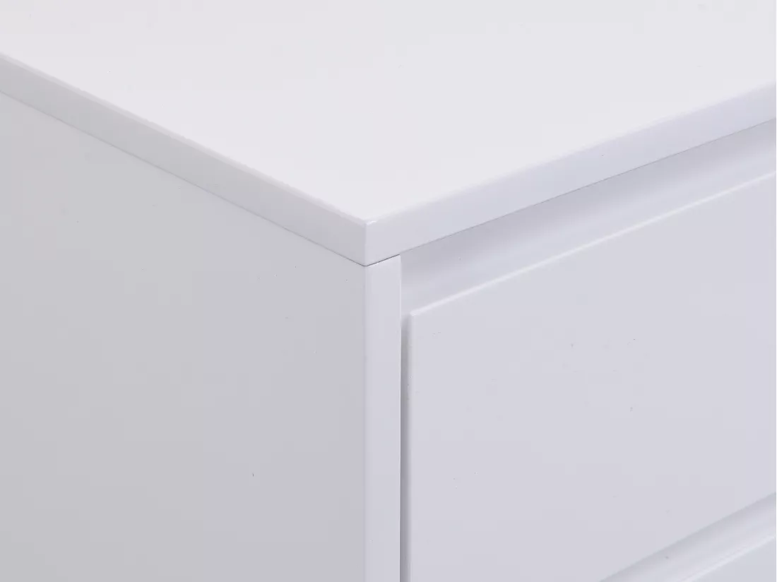 Lot de 2 tables de chevet avec 2 tiroirs - MDF et métal - Blanc laqué et doré - KORASA de Pascal Morabito