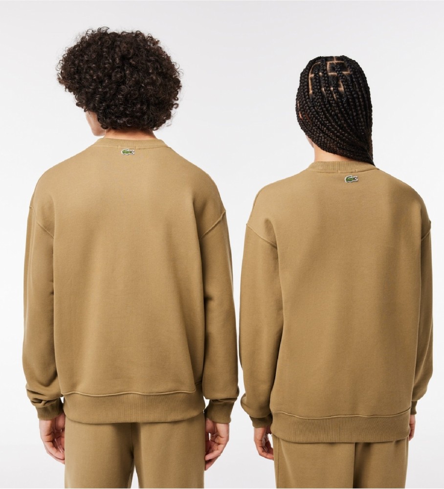 Moletom Lacoste Jogger, modelagem solta, com logo marrom.