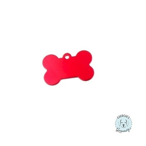 Placa de identificação para cães em formato de osso vermelho