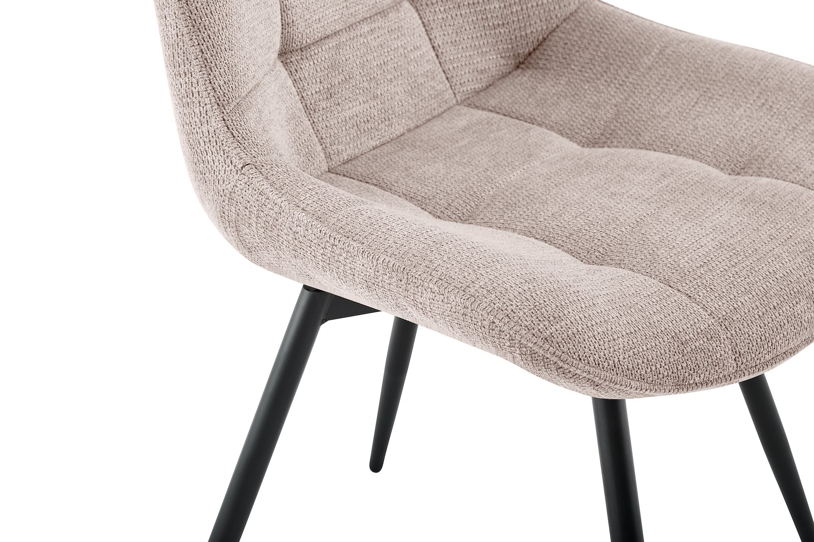Turn spisestol sort metall understell med sving 360 grader, stoff Aragon 03 beige