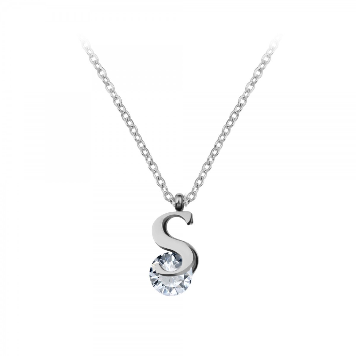 Collier alphabet lettre S SC Crystal orné de cristaux scintillants