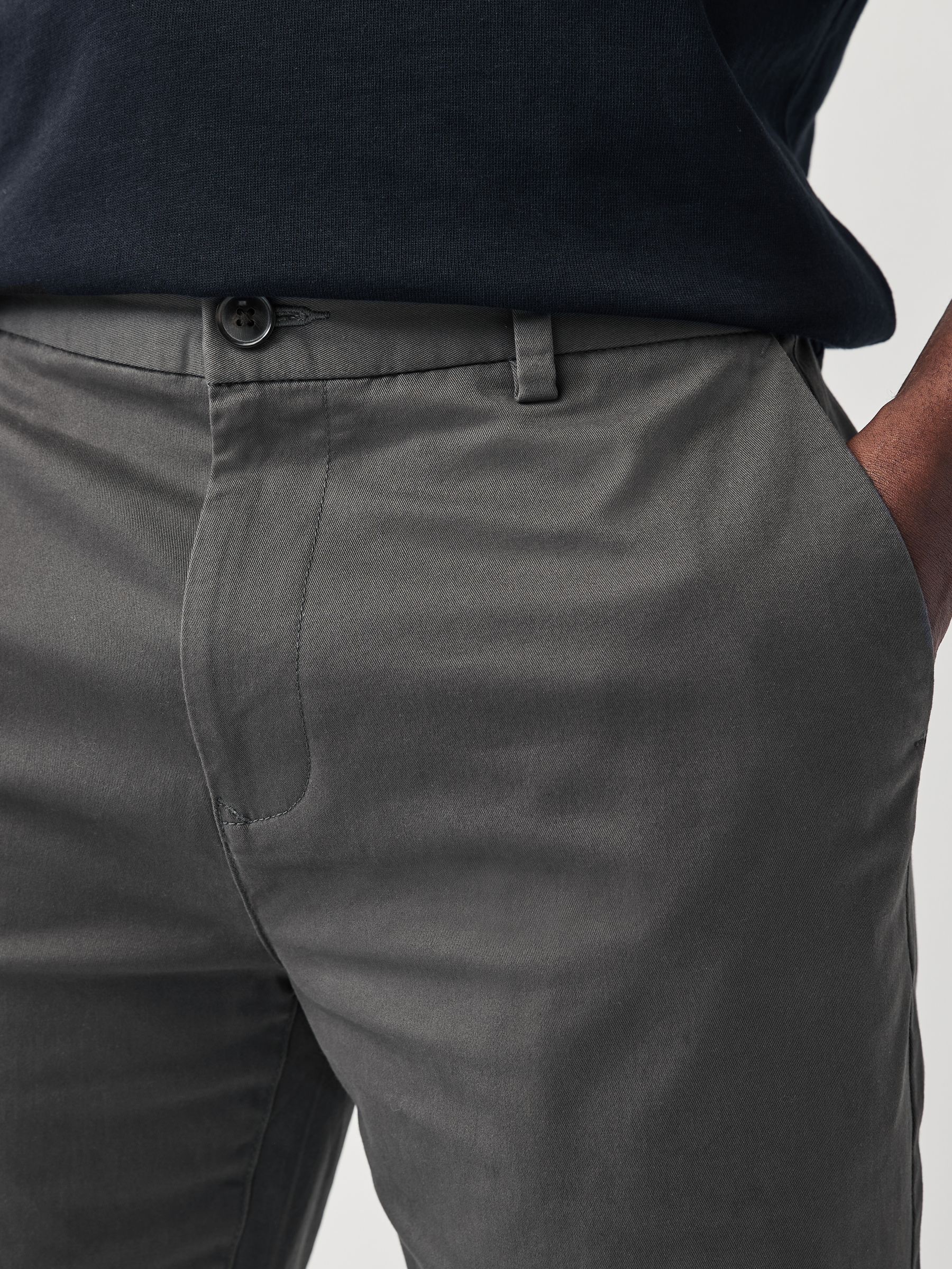 Antraciet - Slim Fit - Chinoshort met stretch