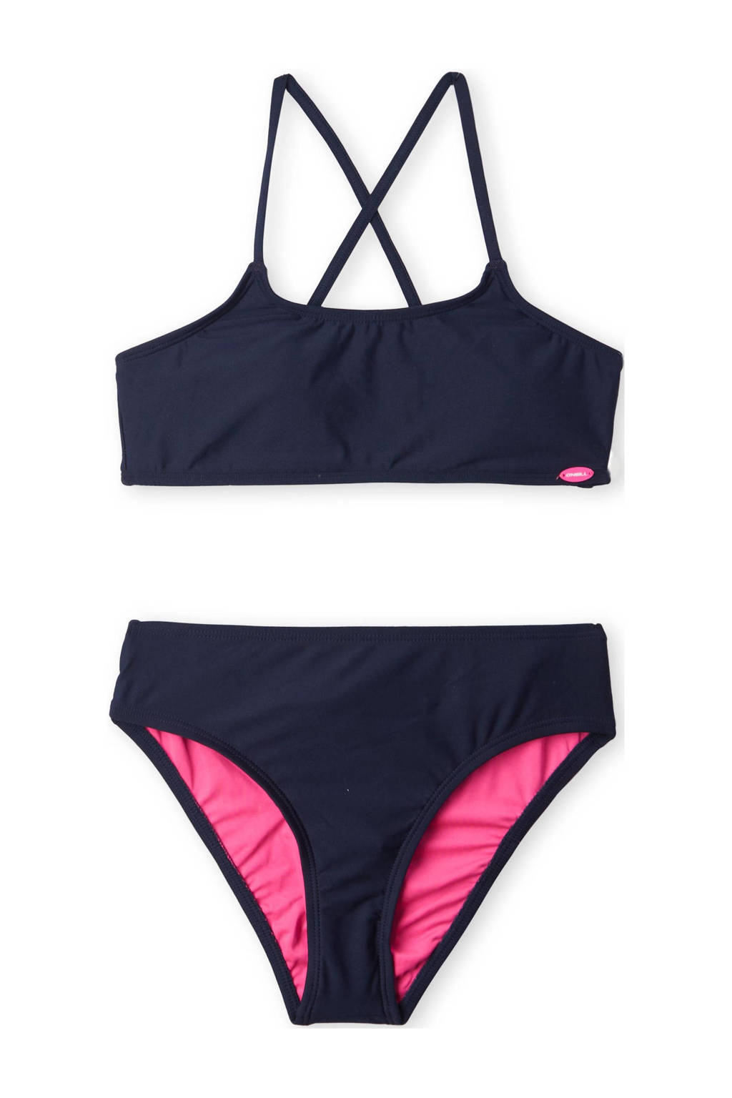 Leuk en zit lekkercrop bikini Essentials donkerblauw/roze