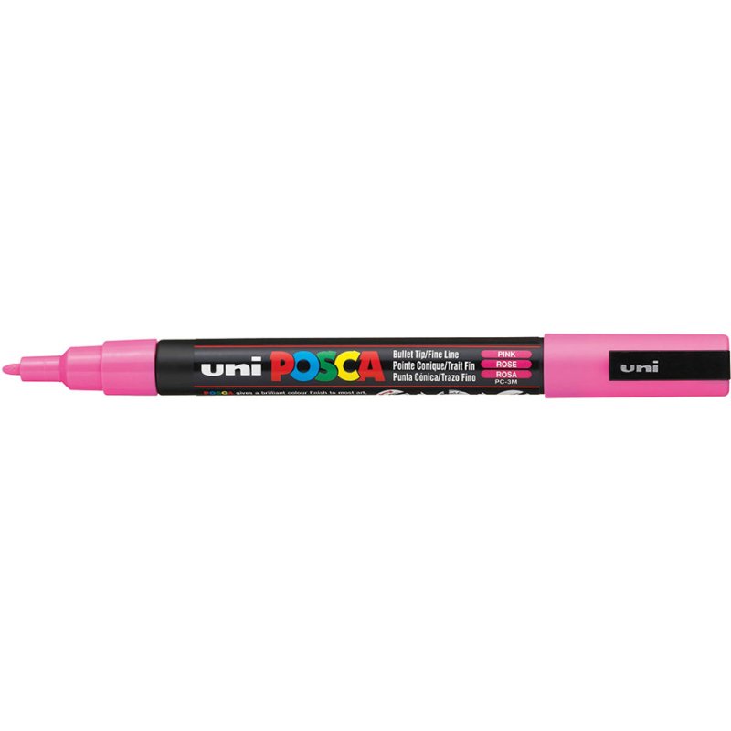 Marqueur posca pc3m gouache encre inodore toutes surfaces pointe fine conique couleur opaque couvrante rose