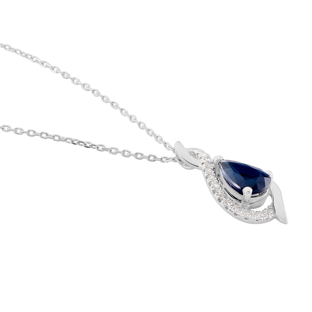 Collier Angelika Or Blanc Saphir Et Diamant