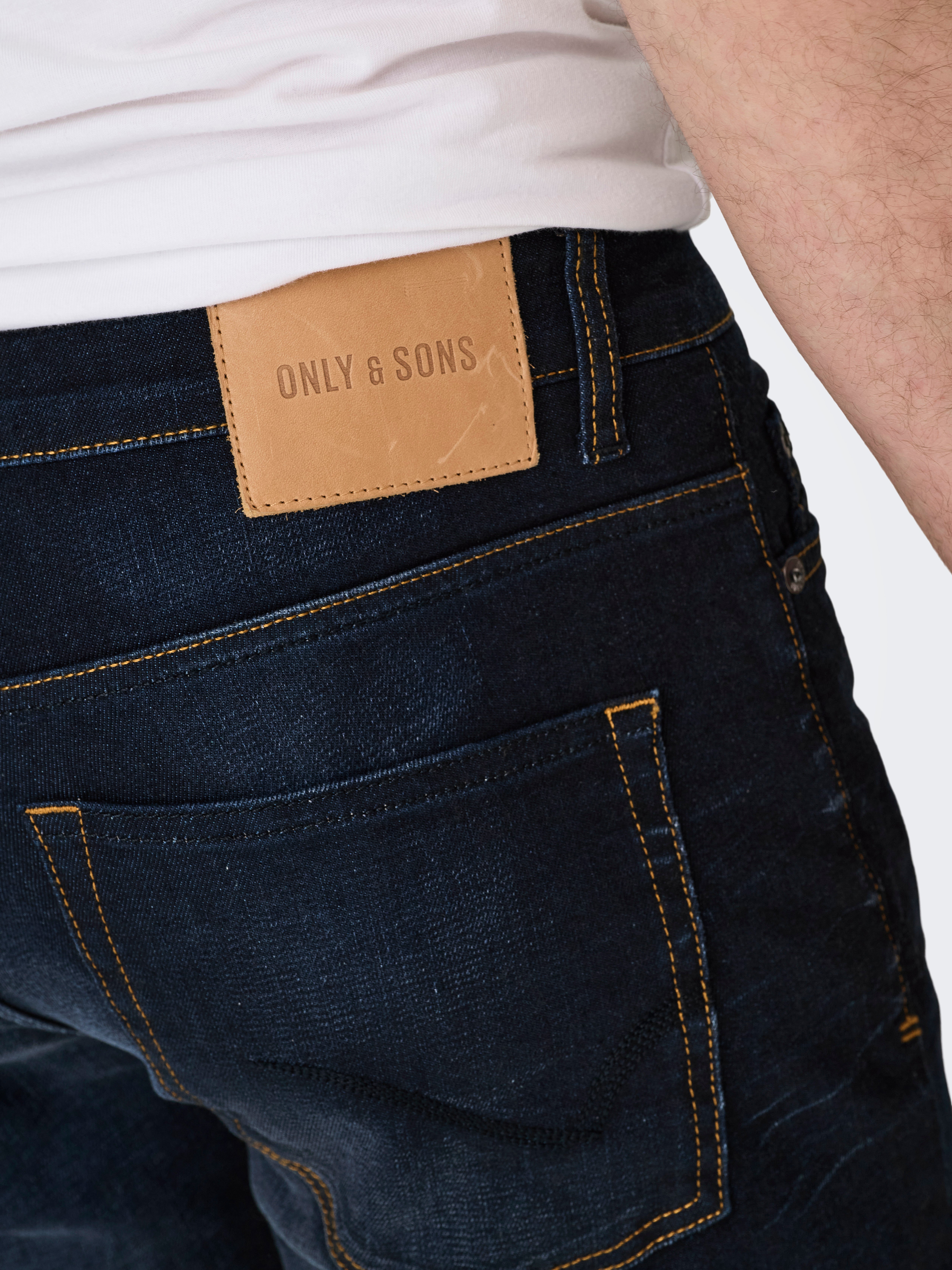 ONSWEFT Niedrige Taille Slim Fit Jeans Dark Blue Denim