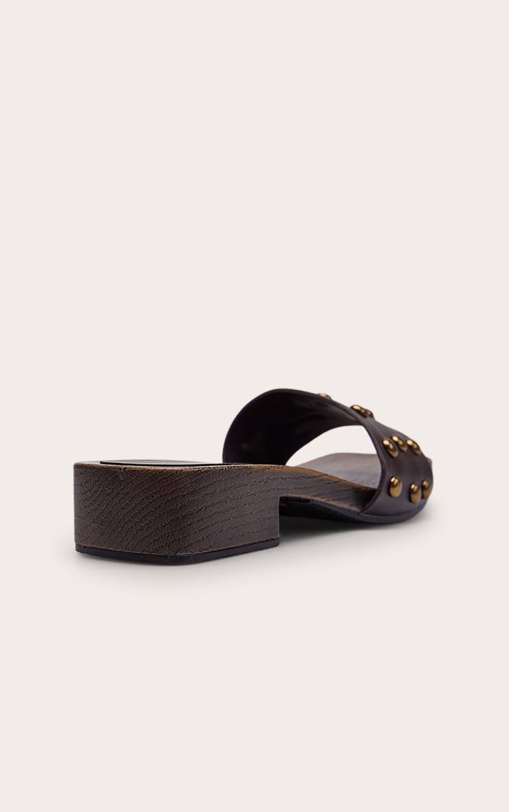 Chocolat Mules À Talons Bottier Avec Clous