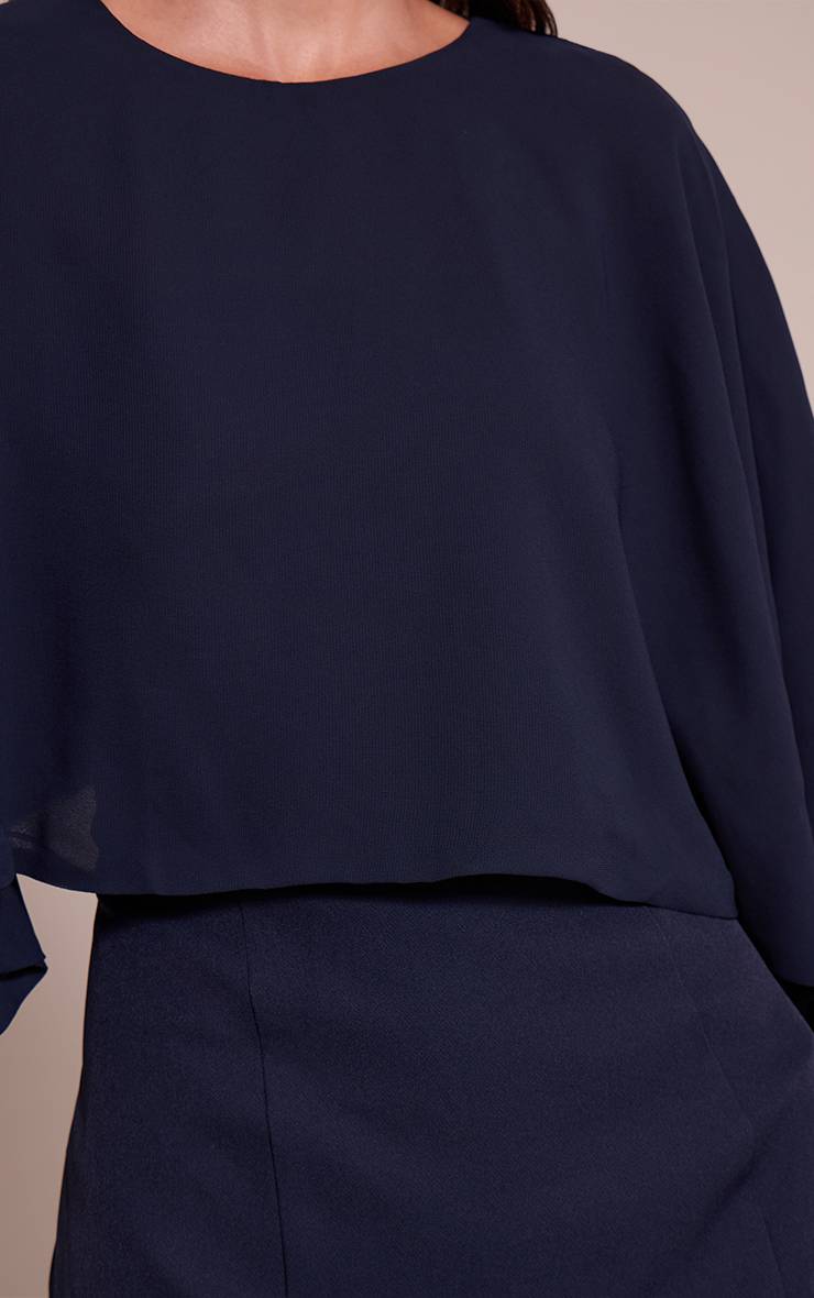 Bleu Marine Robe Courte Bandeau Tissée Avec Détail Foulard Drapé
