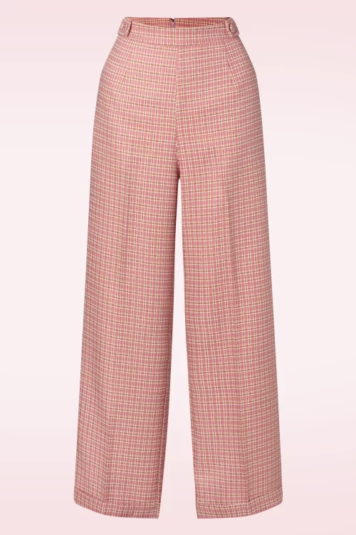 Banned Retro Ruby Check pantalon in roze