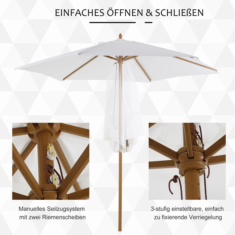 Outsunny Sonnenschirm 3-stufig verstellbar cremeweiß