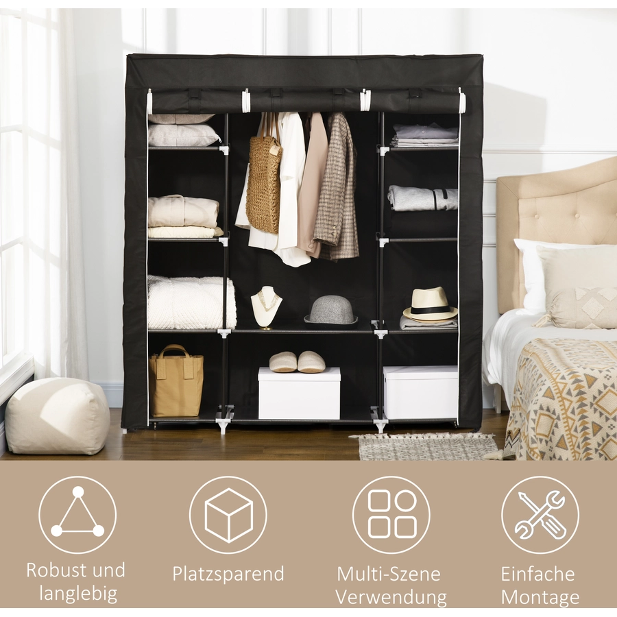 HOMCOM Stoffschrank mit Abdeckung schwarz