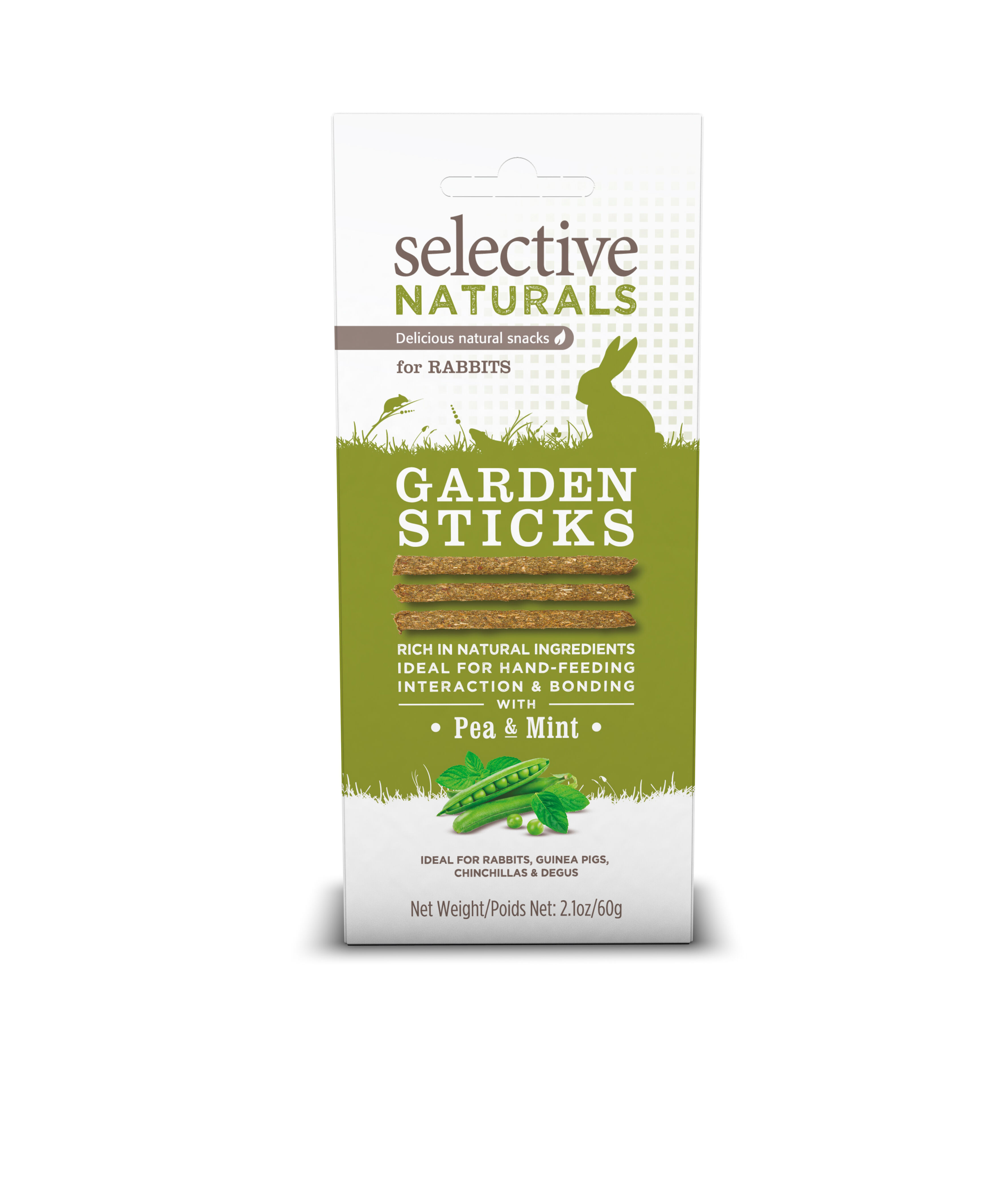 Selective Naturals Garden Sticks  - Konijnensnack - Erwt & pepermunt - 60 Gram - erwt