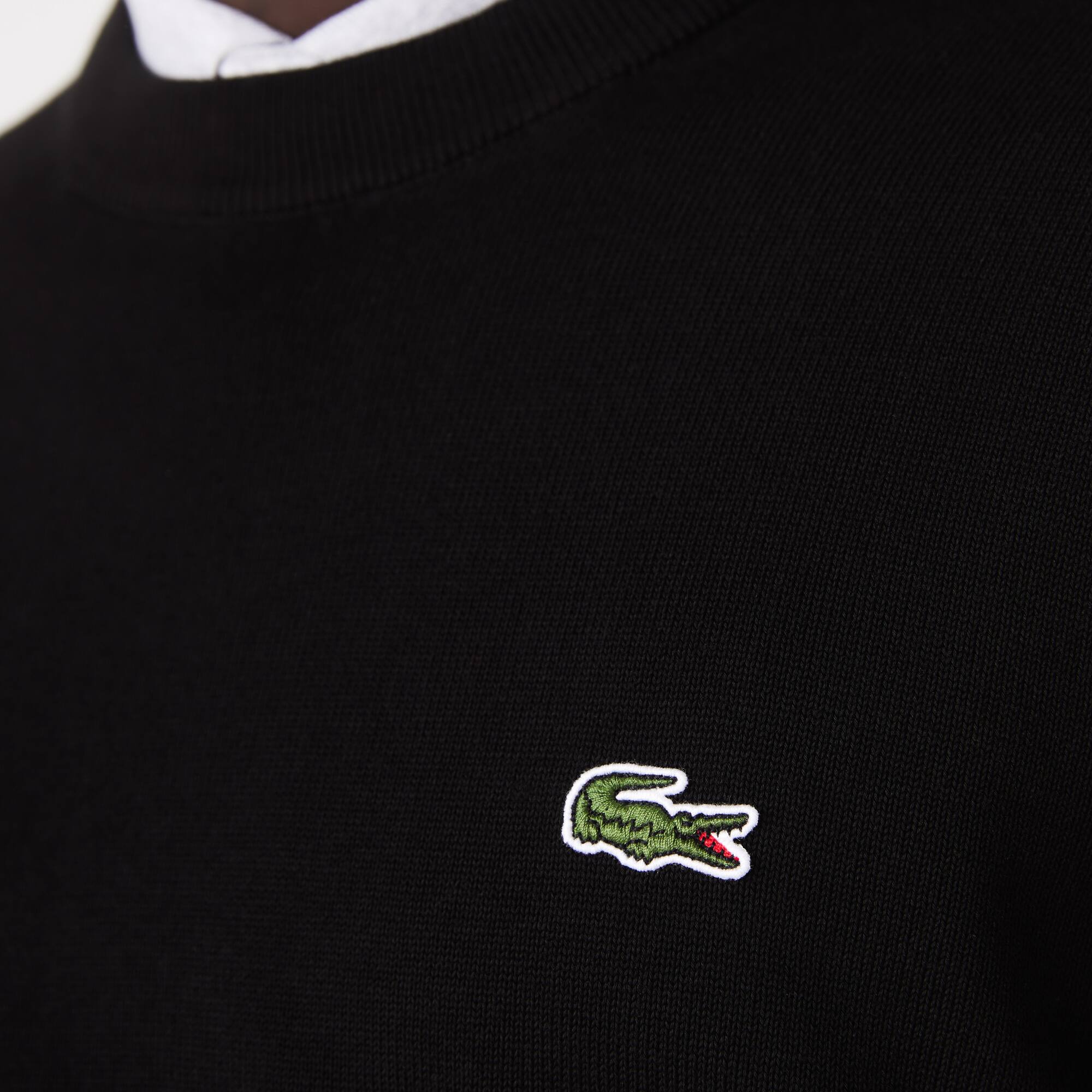 Pull à col rond en coton uni Pullovers - Noir - Lacoste - Homme