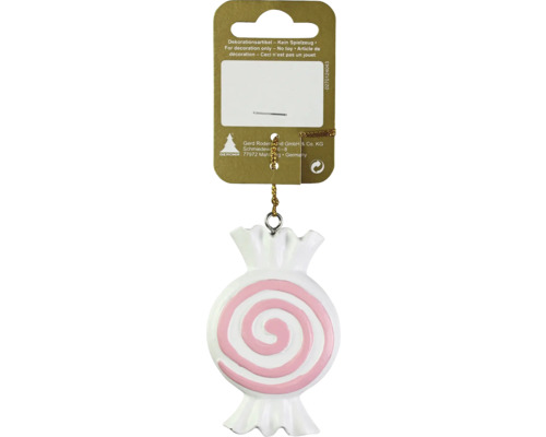 Kerstdecoratie hanger snoep wit/roze