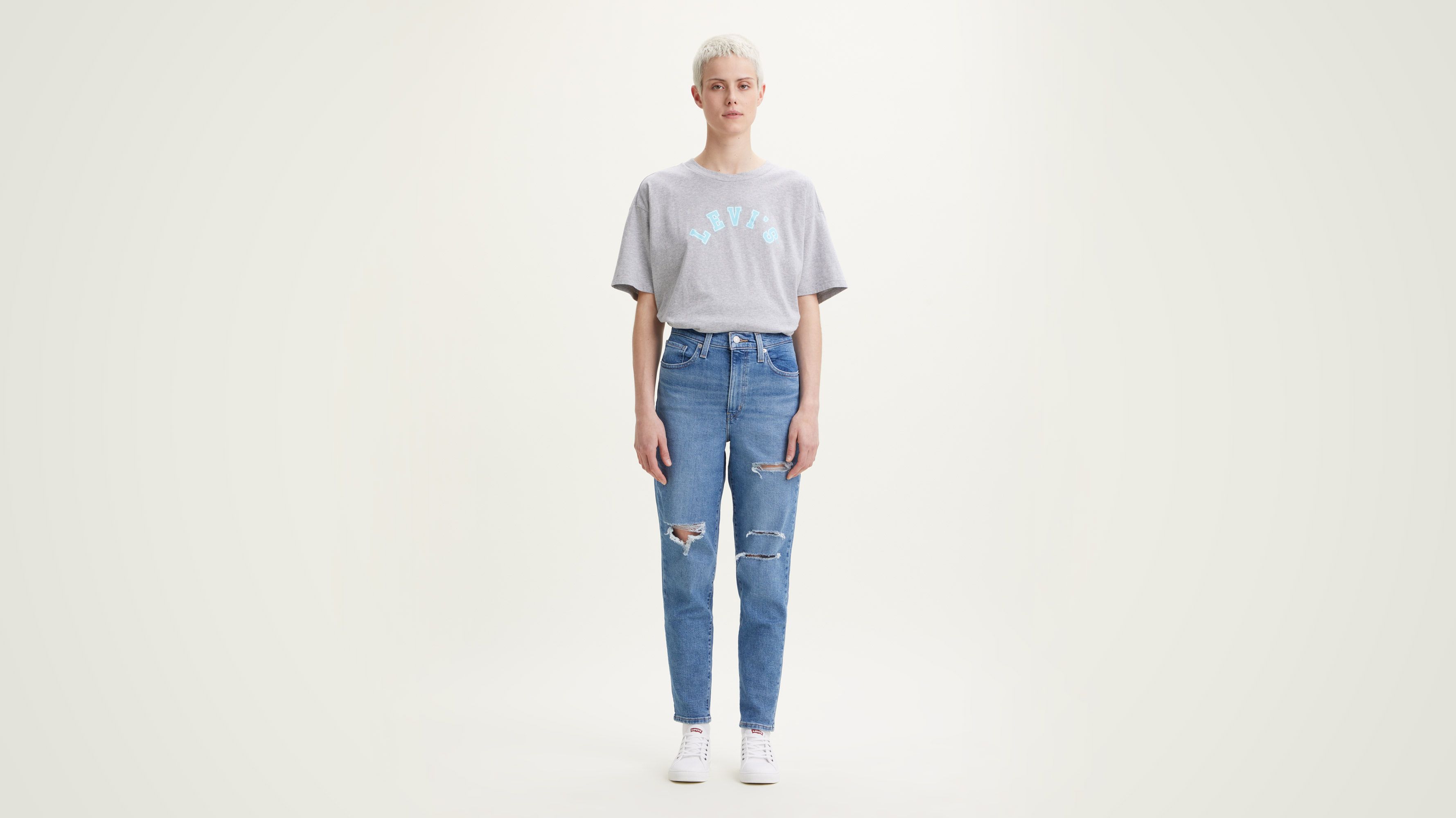 Jean Mom taille haute - Summer Games - Bleu