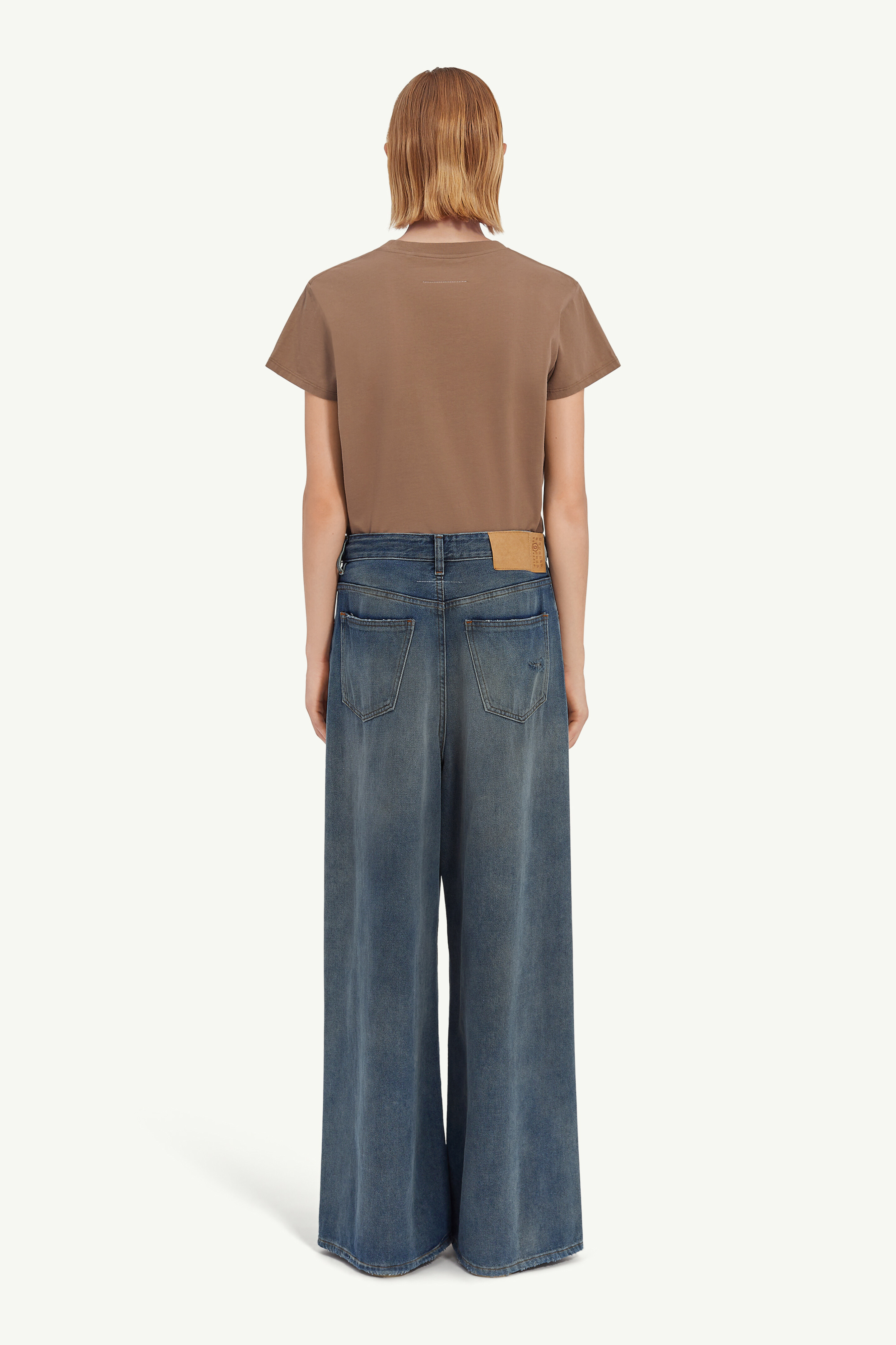 Blue Drawstring Wide-leg Jeans