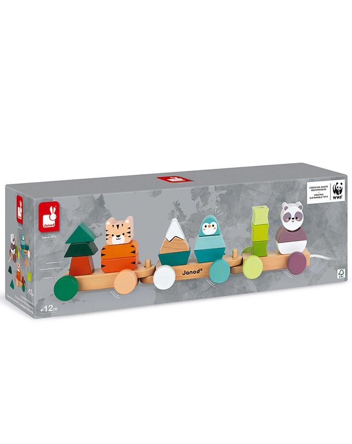 Janod-WWF® Nachziehspielzeug TIGER, PANDA & PINGUIN aus Holz