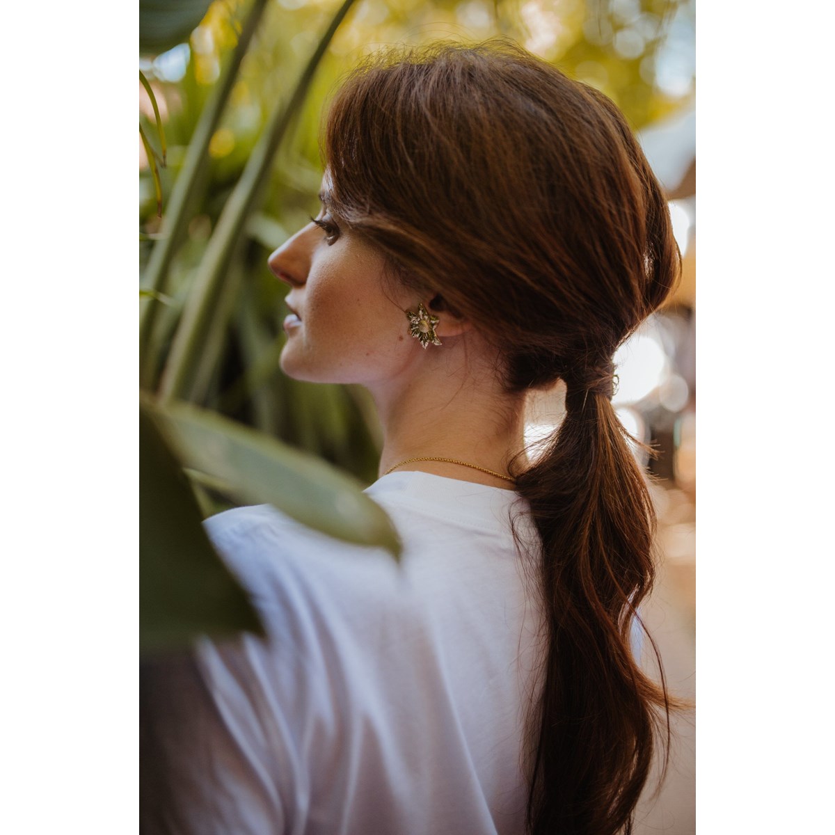 boucles d'oreilles puces fleurs doré à l'or fin - HESPÉRIS