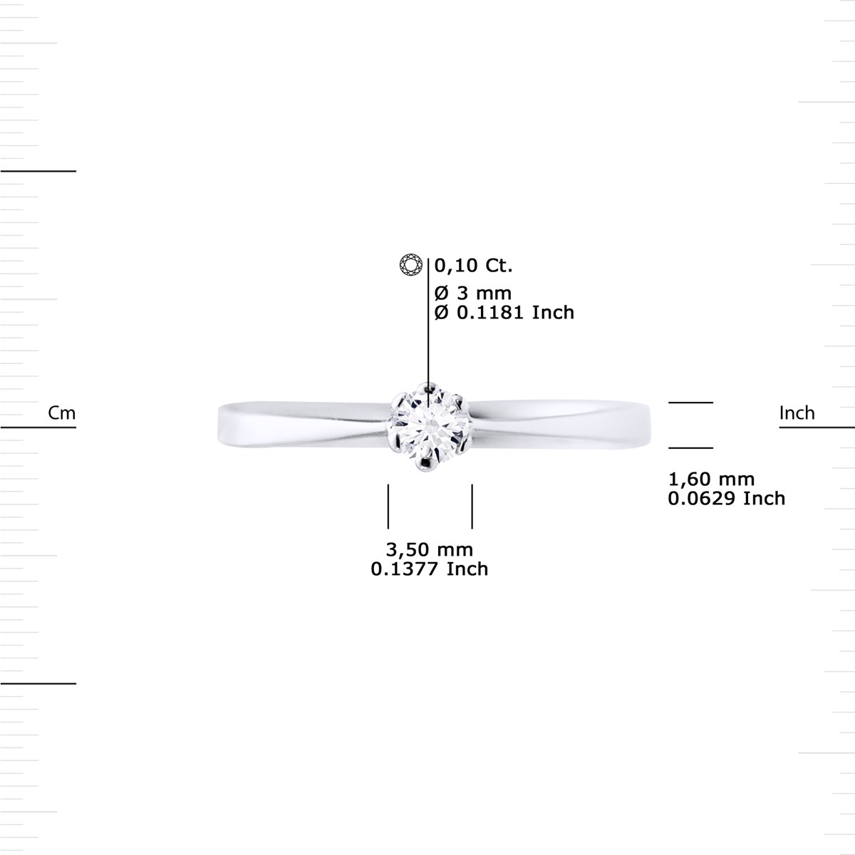 Solitaire Diamant 0,10 Cts Joaillerie Or Blanc