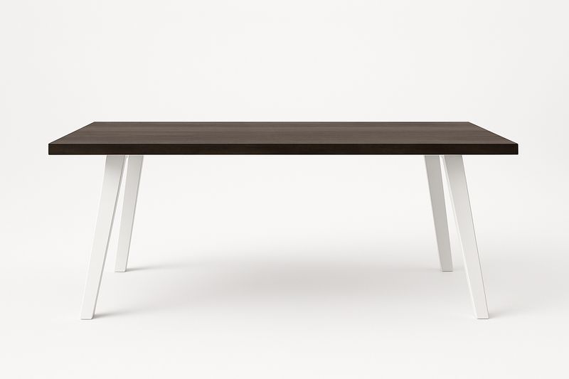 Esstisch Rechteckig 200cm Holzfurnierplatte Weiße Metallbeine Dunkelbraun/Weiß