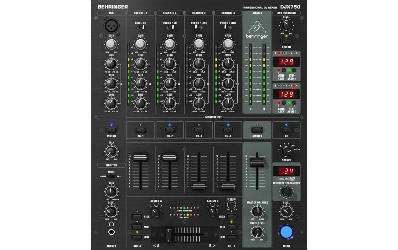 DJ-Mixer DJX750<br>5-Kanal-DJ-Mixer mit Effekten