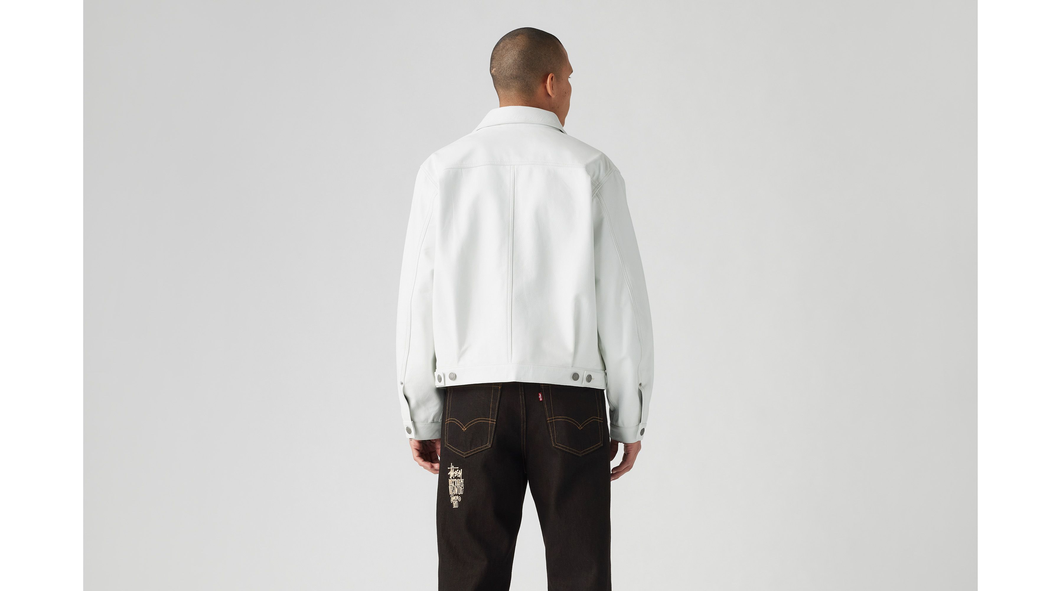 Veste Trucker cuir Stüssy & Levi's® - Tofu - Blanc