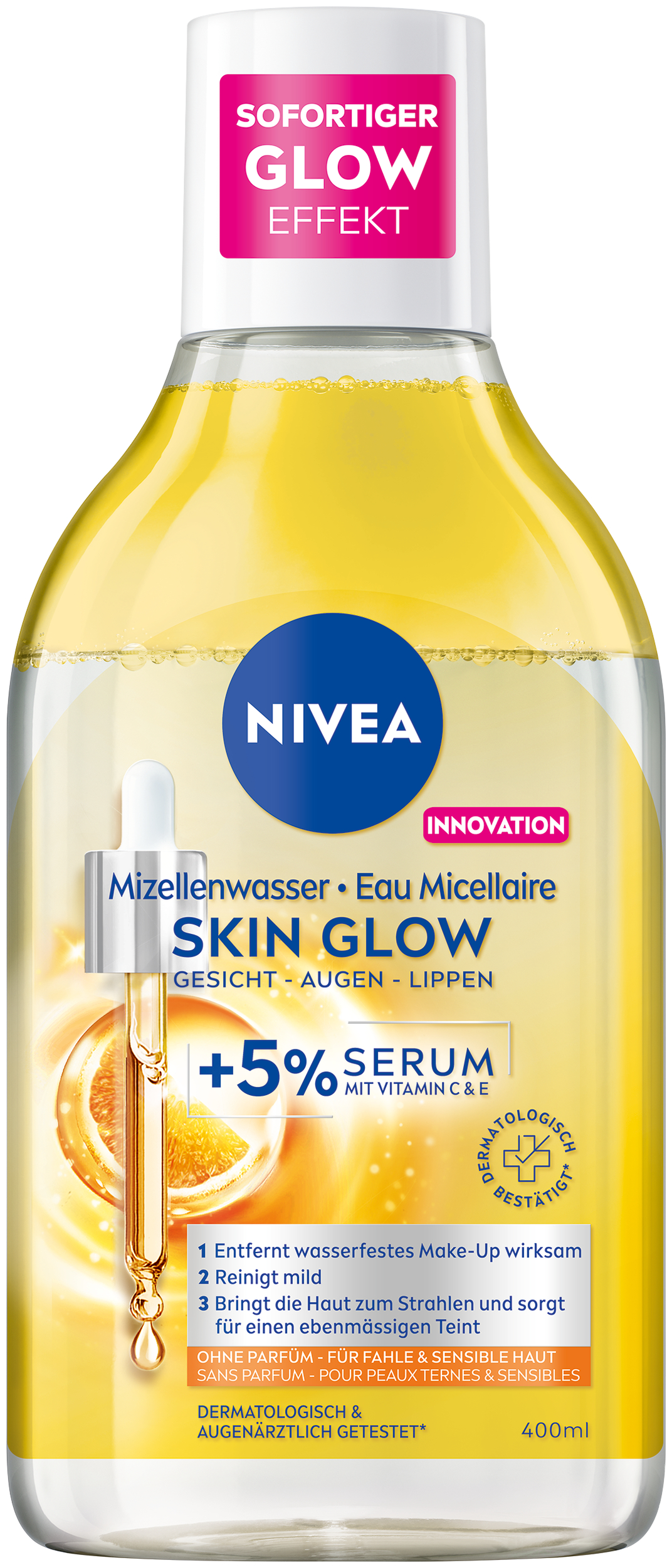 Nivea Mizellenwasser Skin Glow Serum Fl 400 ml
