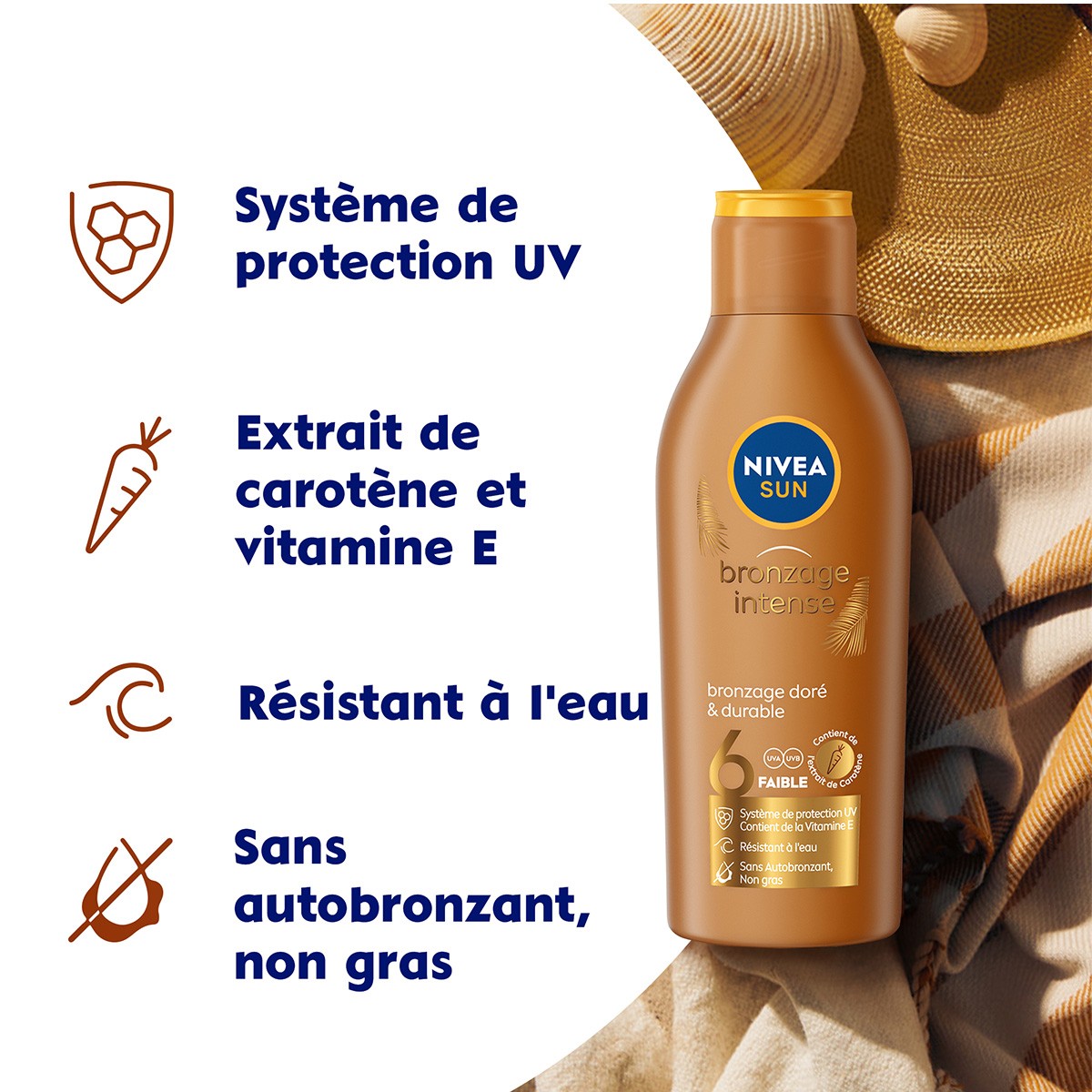 Lait bronzage intense - FPS 6 - Corps - 200 ml