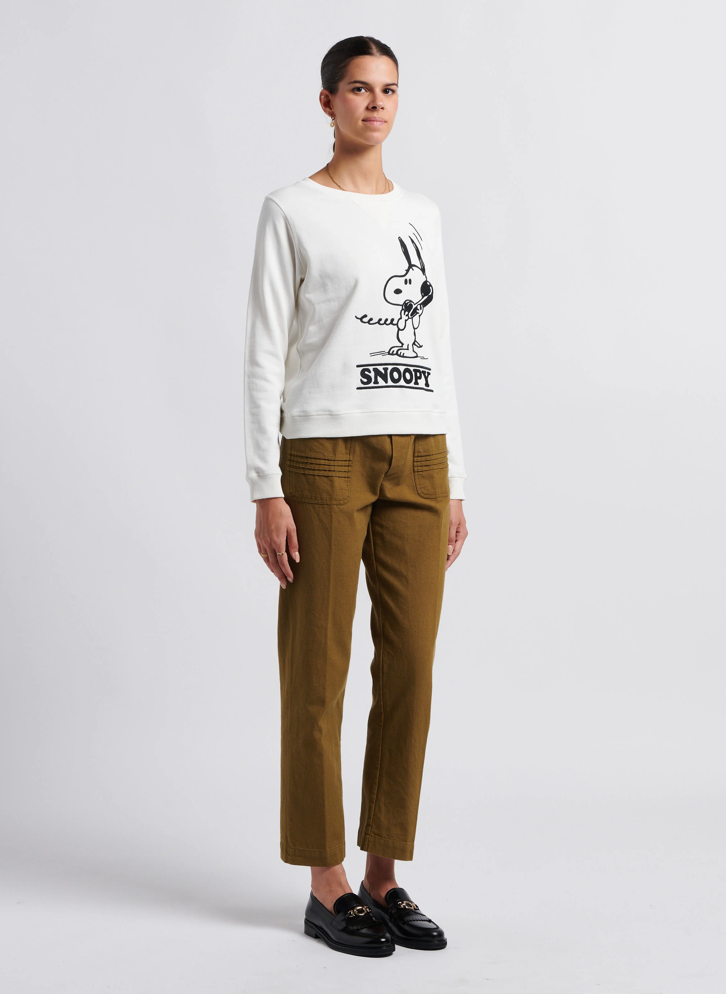 SKATE - Sweat col rond brodé en coton | Blanc