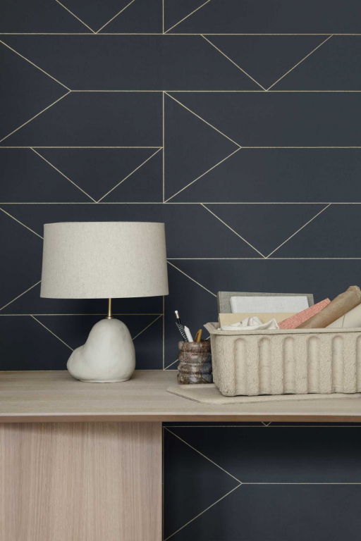 Ferm Living Lines behang donkerblauw