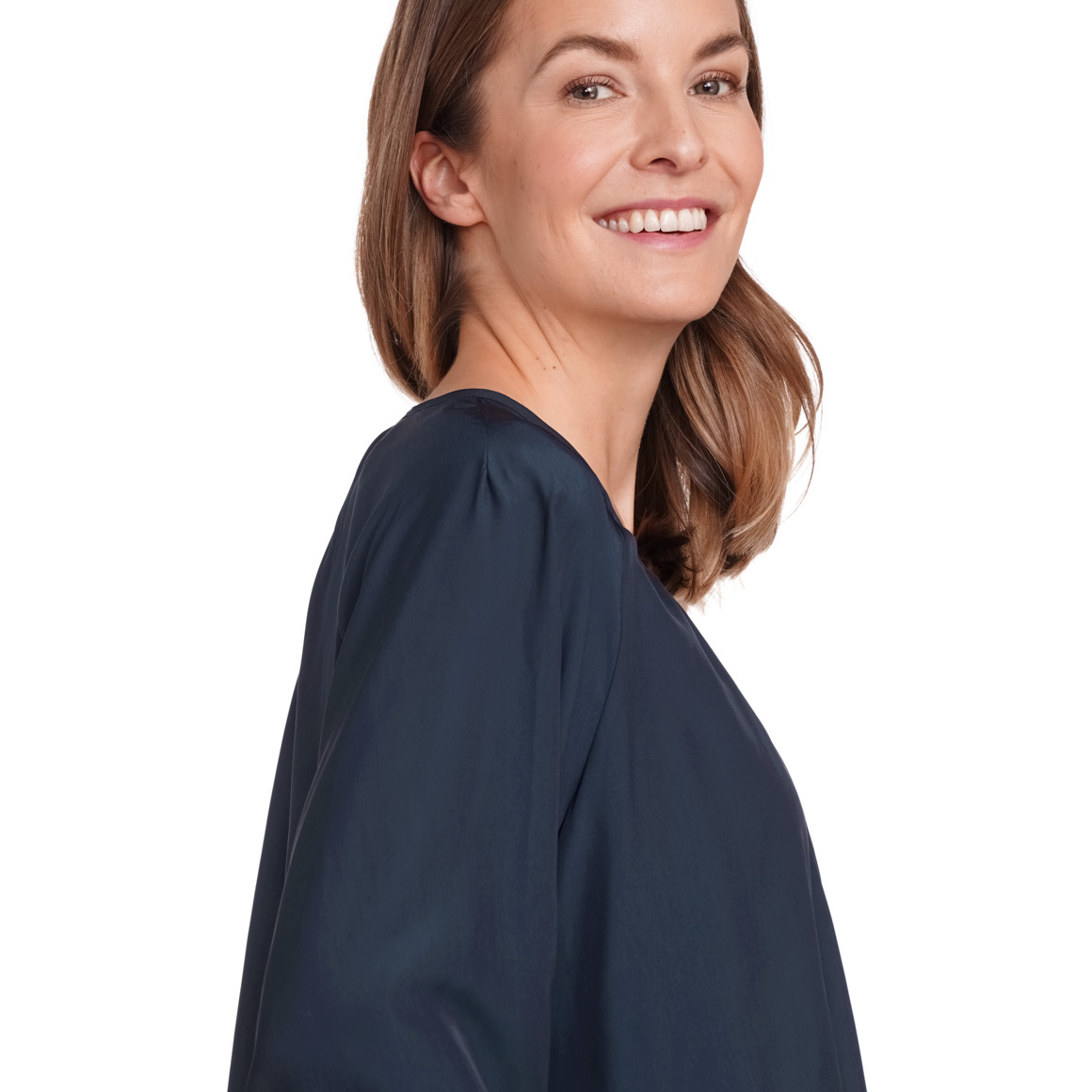 Gina Benotti Damen Bluse in Unifarben dunkelblau