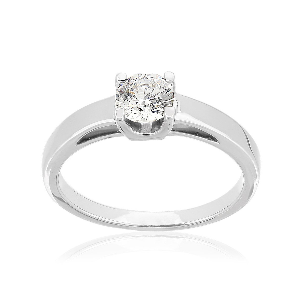 Solitaire or 750 blanc diamant synthétique 0,5 carat